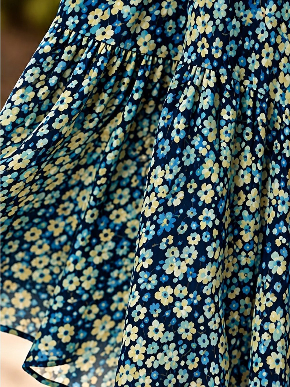 Steve Madden Blue & Teal Floral Boho Midi Dress | Size L - Picture 8 of 9